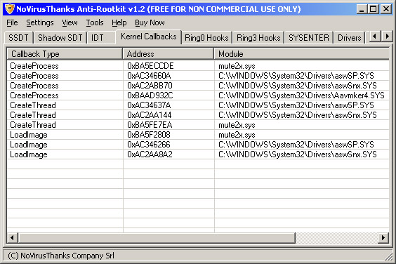 Anti-Rootkit window