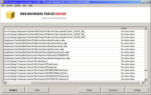 Web Browsers Traces Eraser window