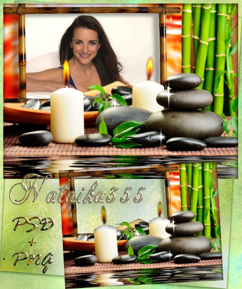 Рамка со свечами в стиле Спа для украшения в фотошопе женских фотографий