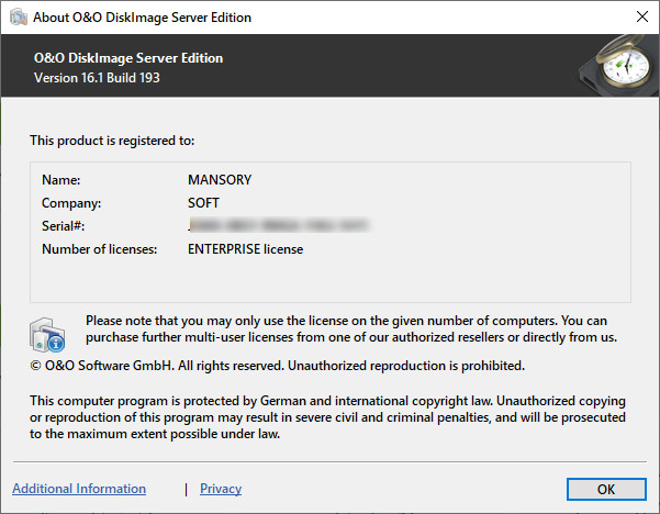 O&O DiskImage Server 16.1 Build 193