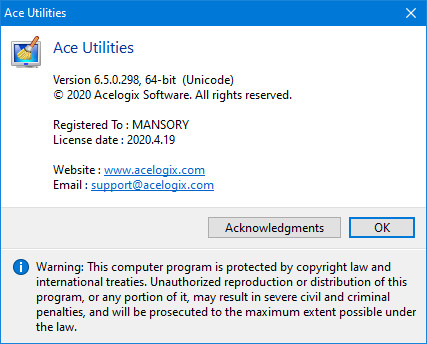 Ace Utilities 6.5.0 Build 298