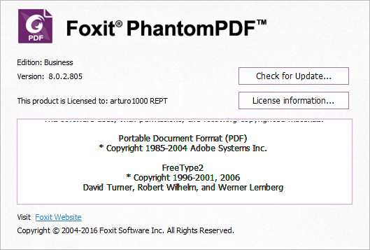 Foxit PhantomPDF Business 8.0.2.805